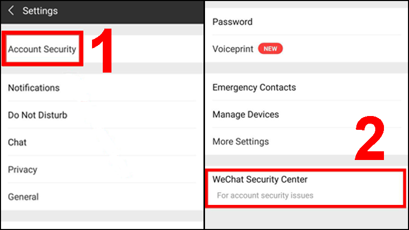 Truy cập vào WeChat Security Center 